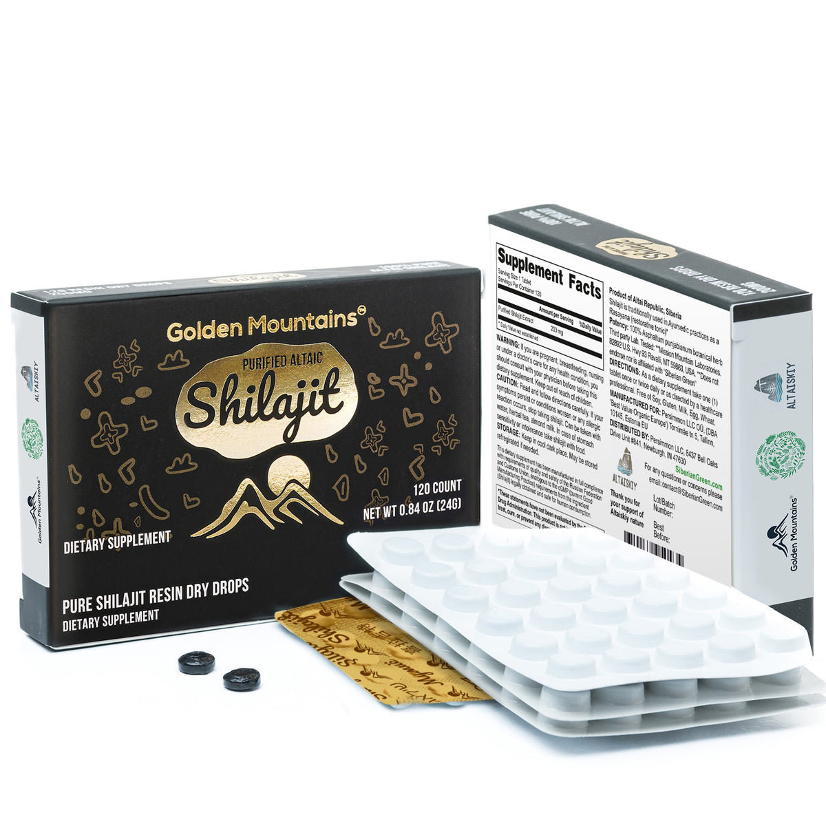 Shilajit 120 gouttes sèches - Best Altai 'Golden Mountains' (Montagnes dorées)
