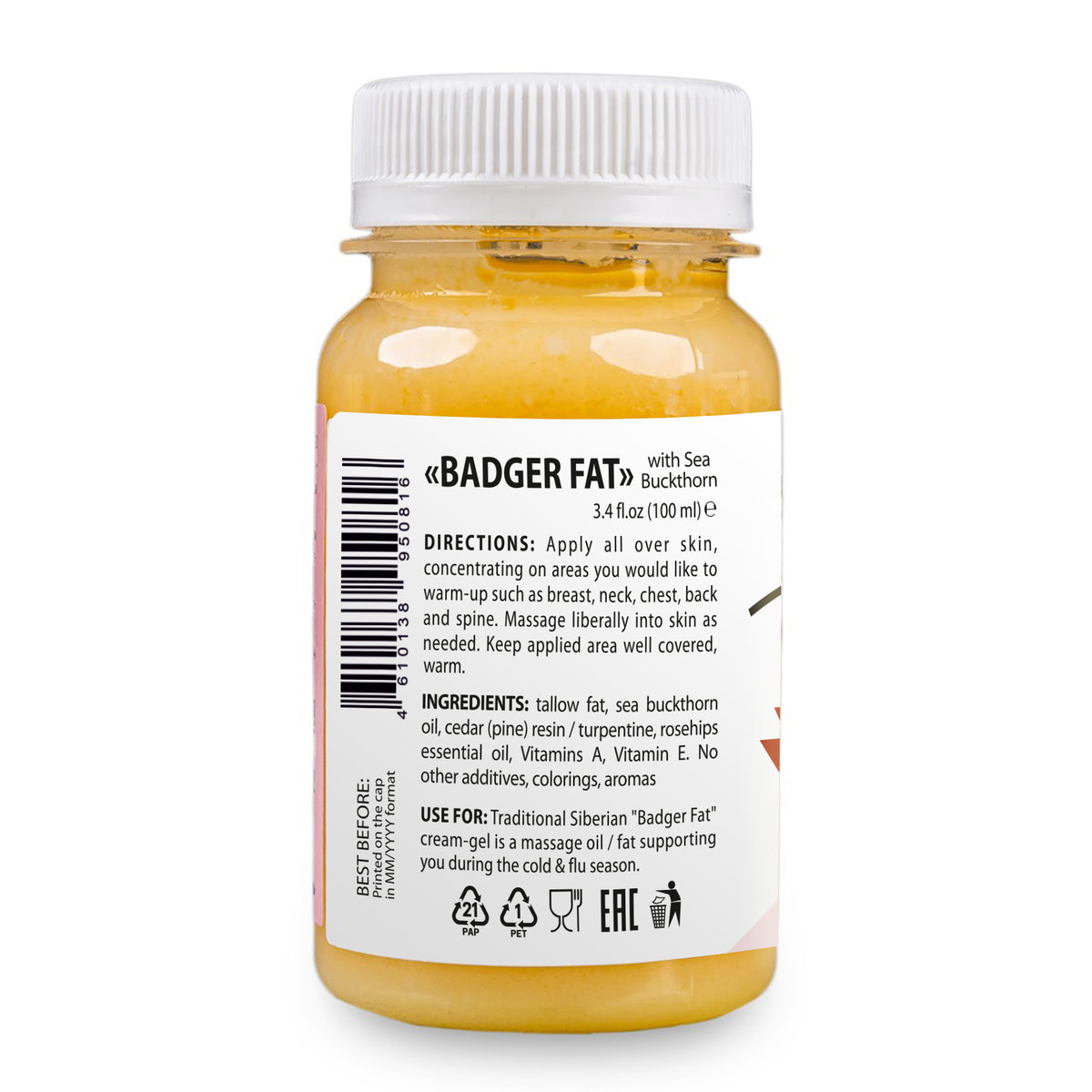 Siberian green warming badger fat cream-gel - 100ml