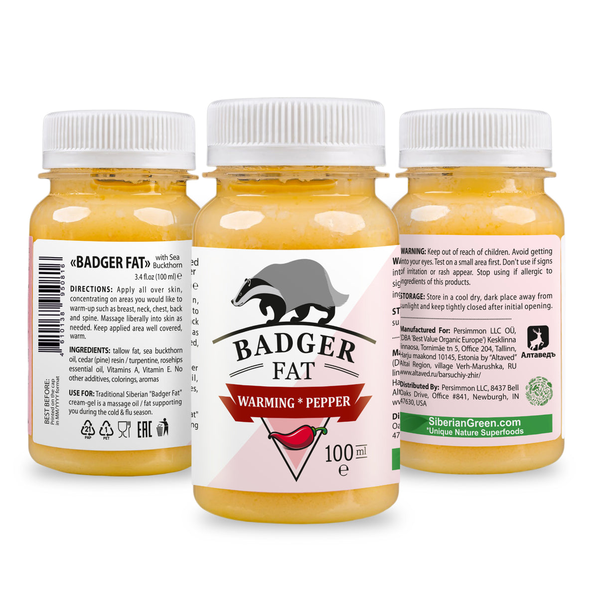 Siberian green warming badger fat cream-gel - 100ml