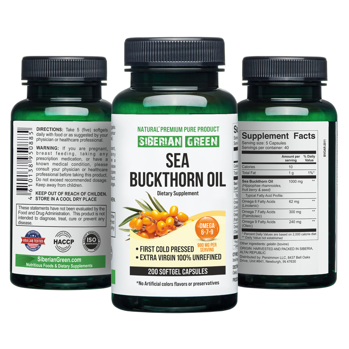 Siberian Sea Buckthorn Oil Capsules – 200 Cold-Pressed Softgels