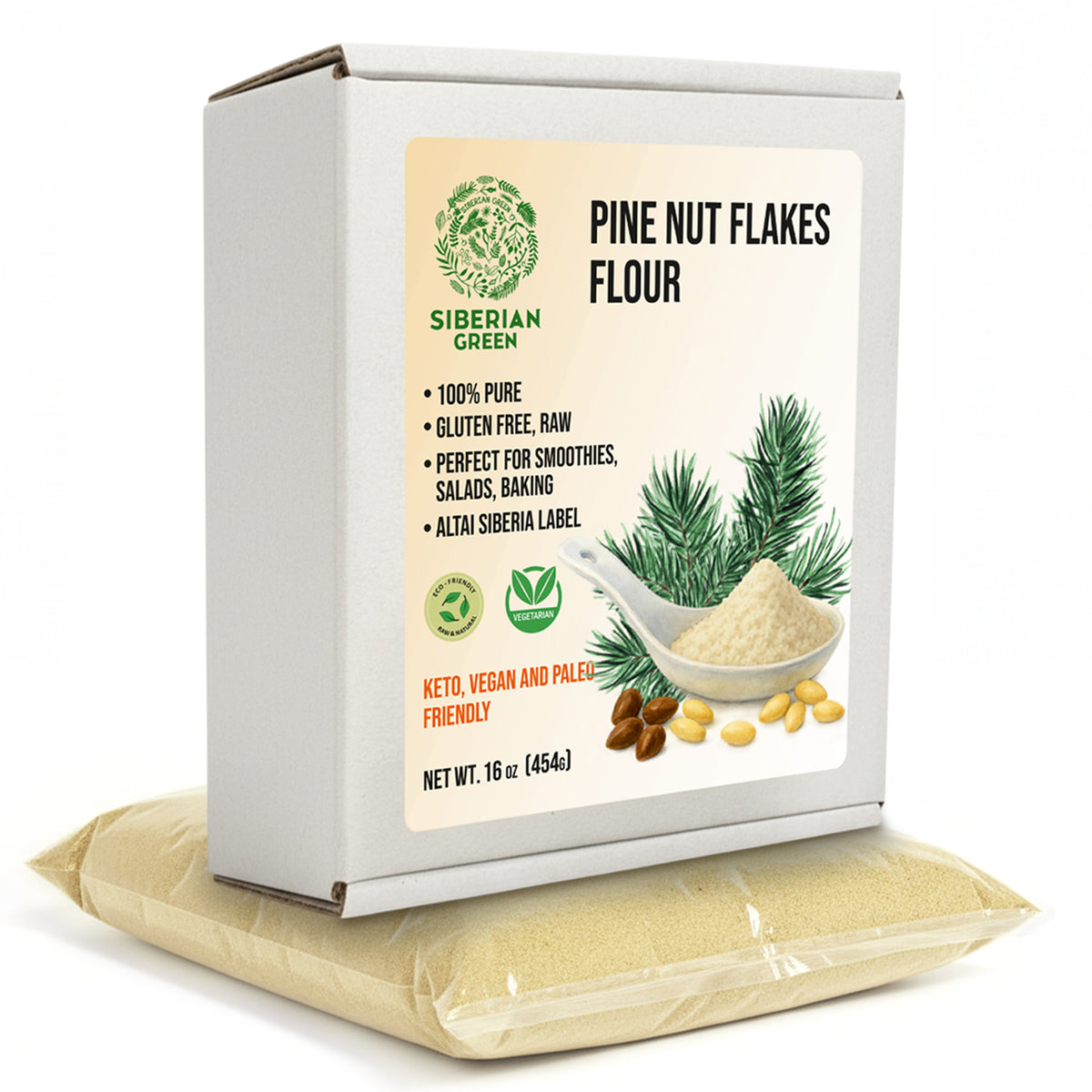 Siberian Pine Nut Powder – 454g | Organic Pine Nut Flour from Altai