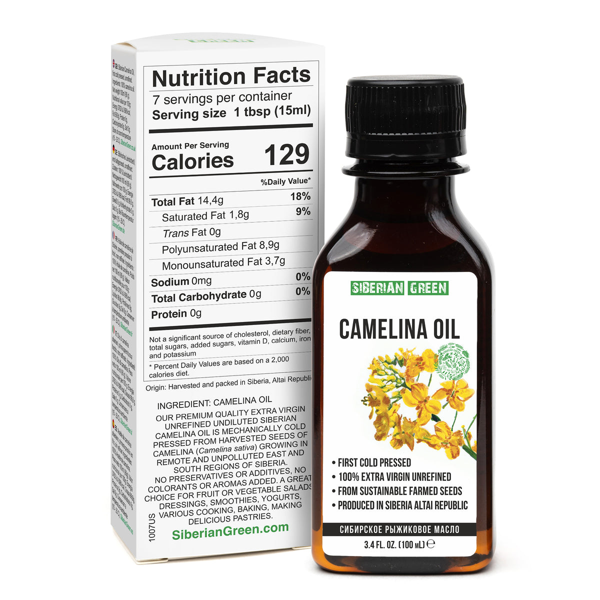 Siberian Camelina Oil – Extra Virgin, Cold-Pressed (100ml)