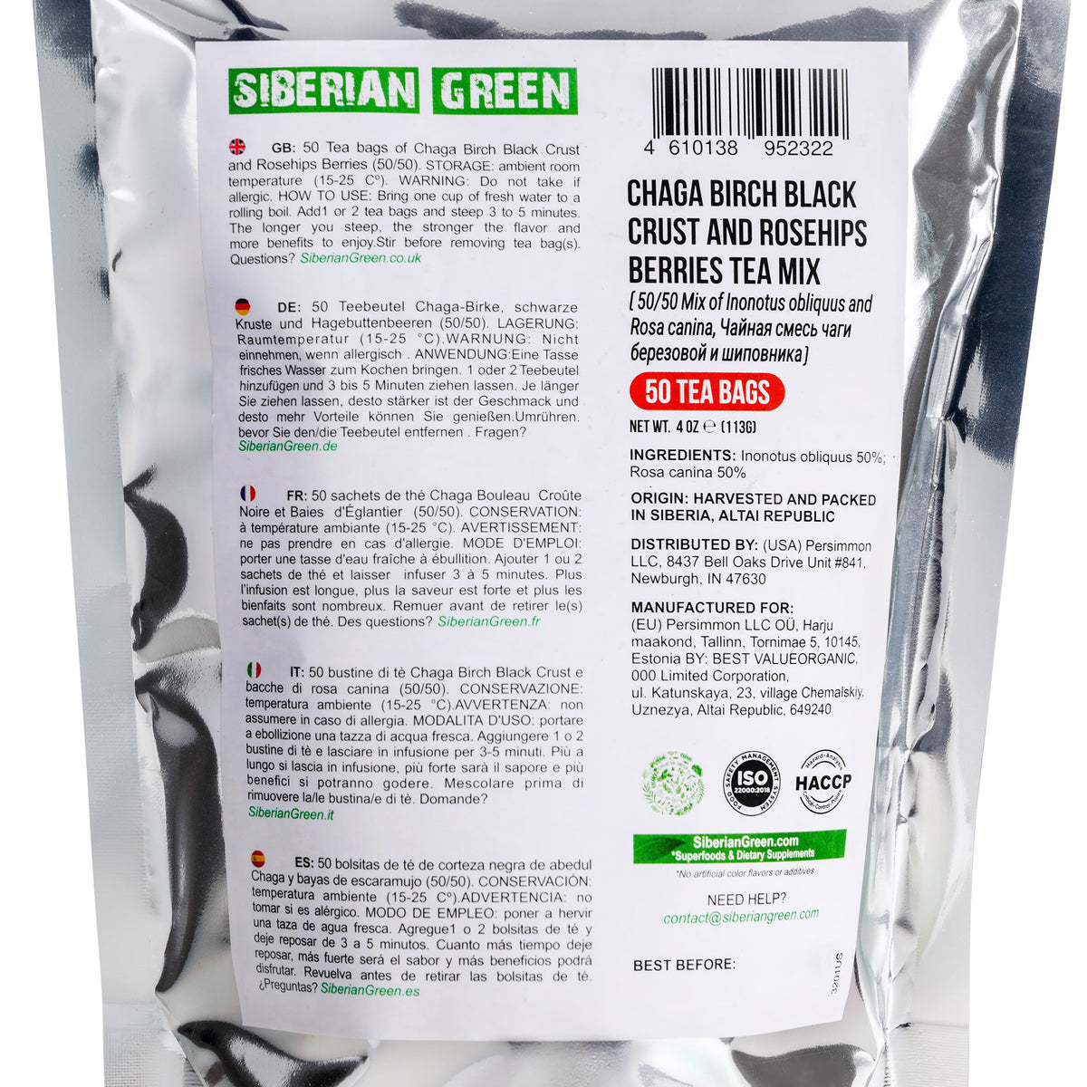 Antioxidant-rich Chaga Tea with Rosehip, caffeine-free herbal infusion