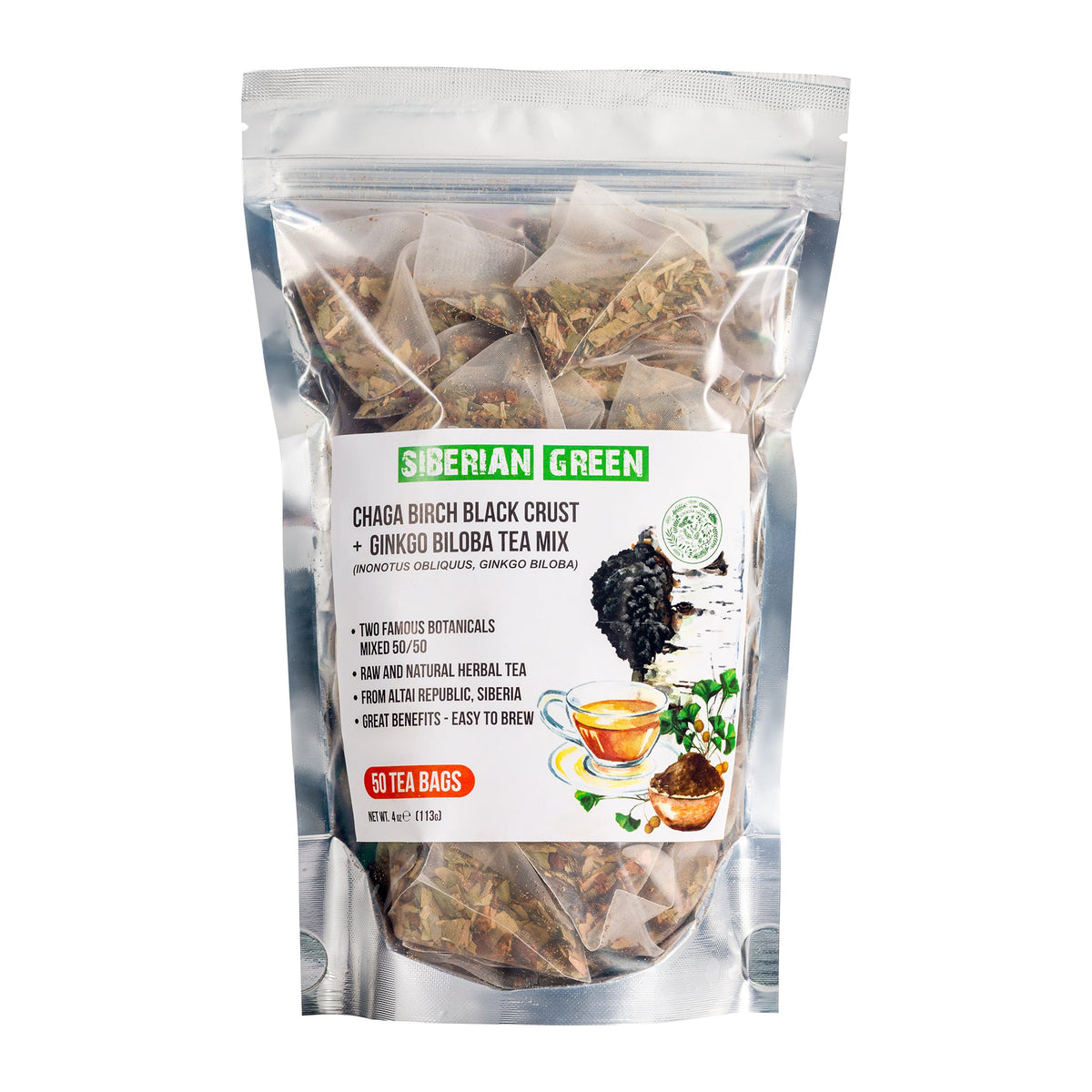 Siberian Green Ginkgo Biloba Tea with Chaga box contents