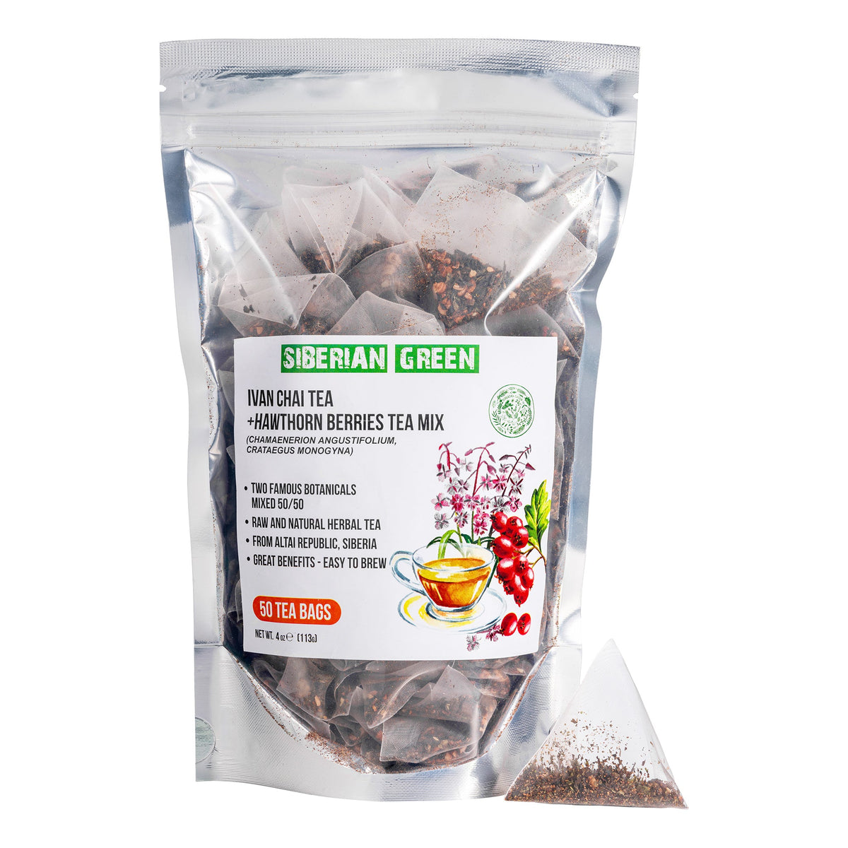 50 Siberian Green Ivan Chai Tea with Hawthorn Berry 