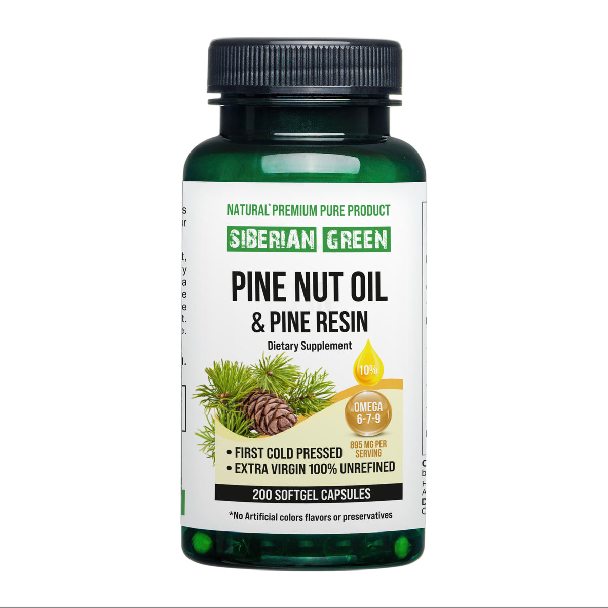 Siberian Pine Nut Oil Capsules with Pine Resin – 200 Softgels