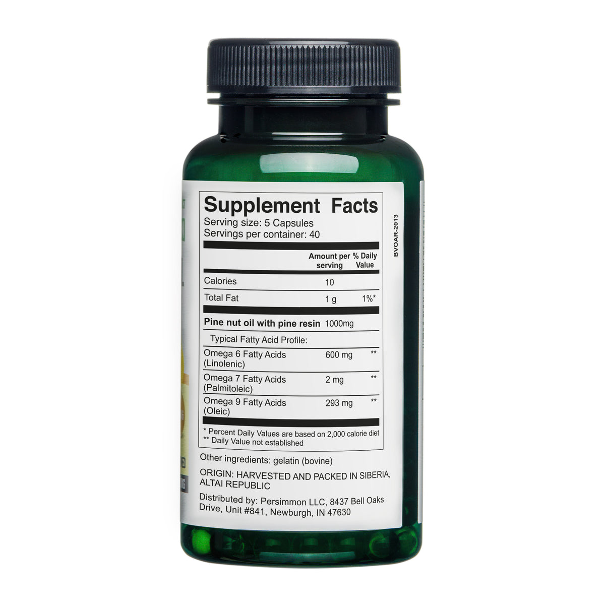 Siberian Pine Nut Oil Capsules with Pine Resin – 200 Softgels