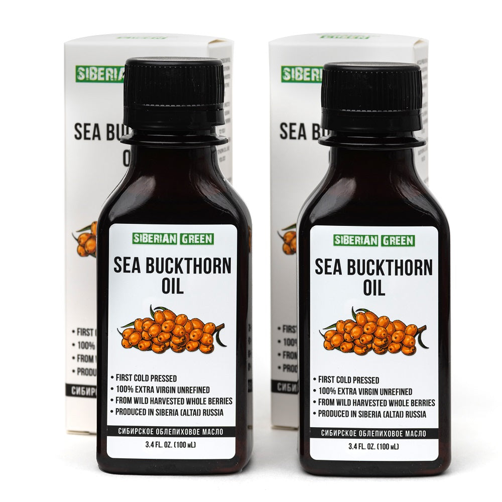 2 Pack x 100ml 100% Siberian Sea Buckthorn Oil Extra Virgin Cold Pressed