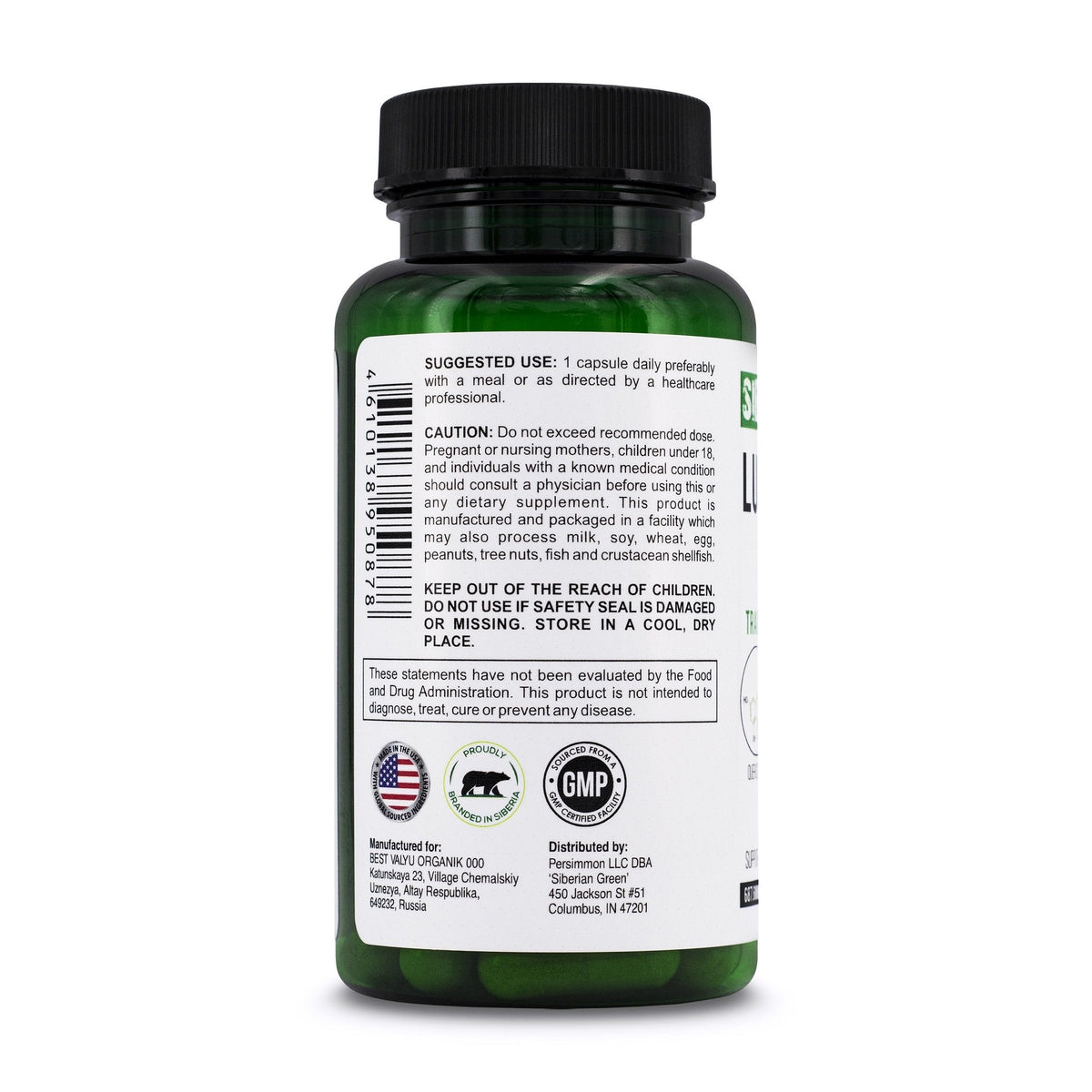 Herbal Lung Support Siberian Green 60 Caps - Bioflavonoides Quercetina Corteza de Pino