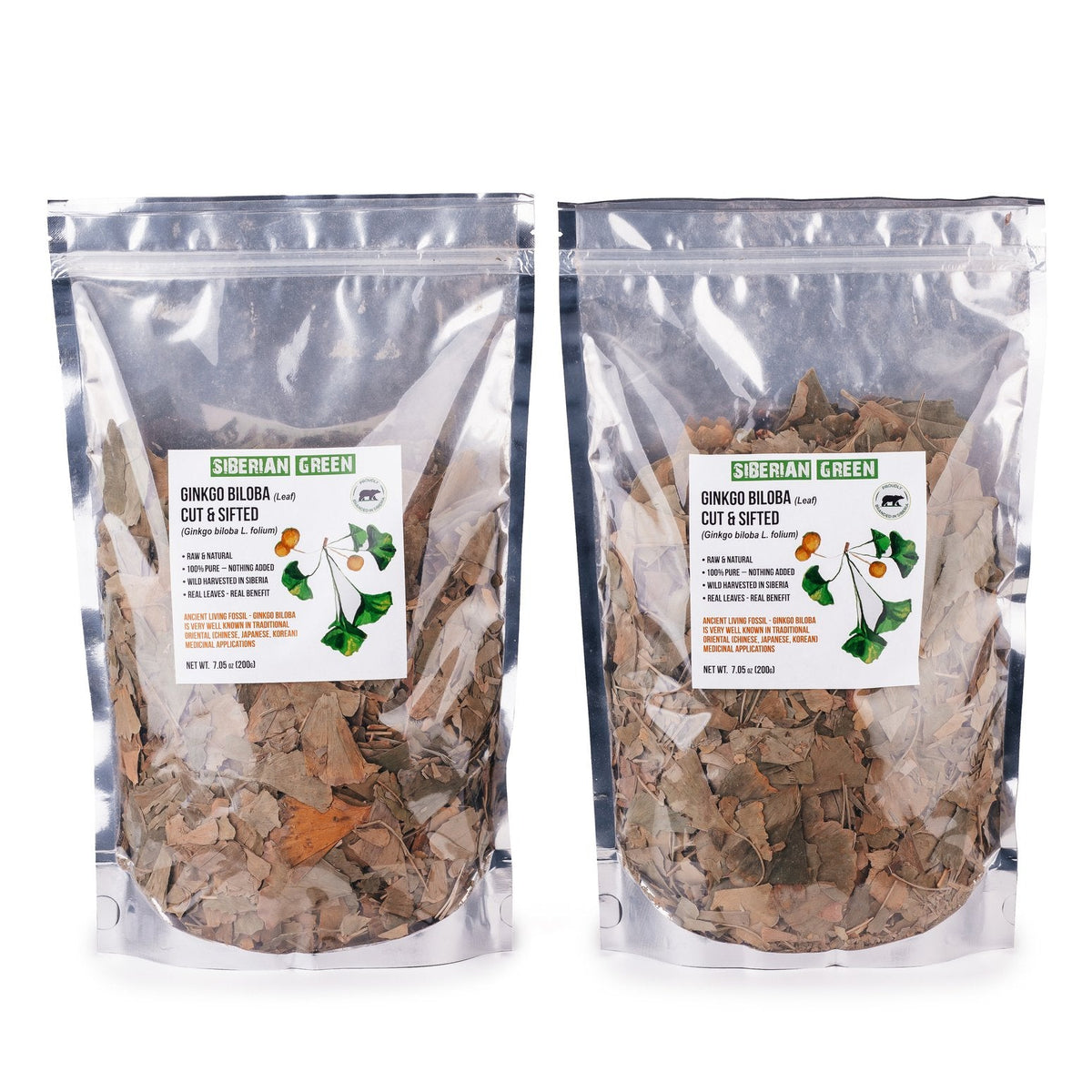Ginkgo Biloba Verde Siberiano Hoja Cortada y Tamizada 200g Premium Loose Biloba Tea Pure Healthy Wild Harvest