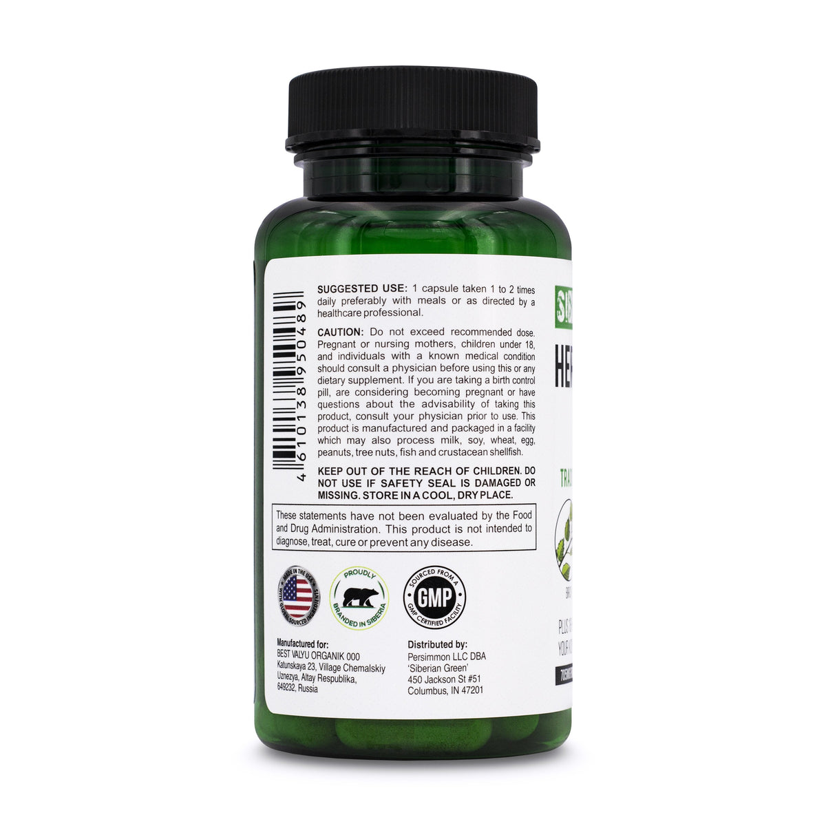 Herbal Kidney Detox Siberian Green 60 Caps - Arándano Rojo Abedul Enebro