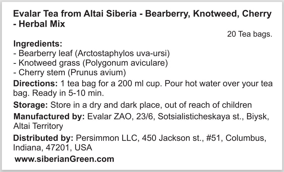Uva ursina, nodini, ciliegia, tè Evalar Altai Siberia 20 bustine di tè Mix di erbe