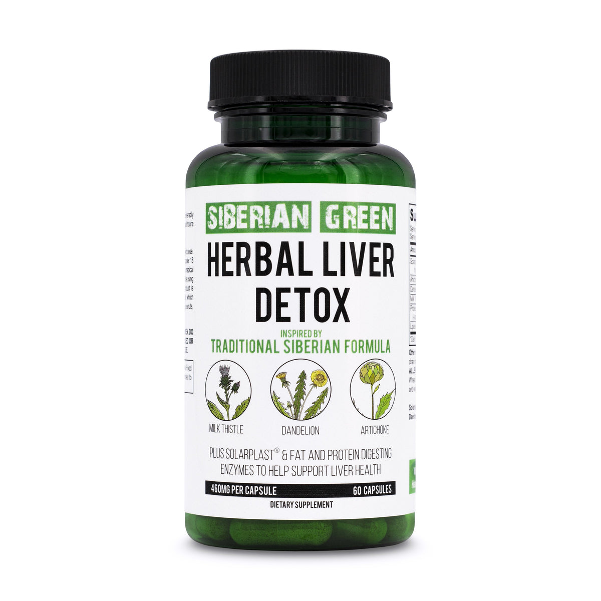 Herbal Liver Detox Siberian Green 60 Caps - Cardo mariano Alcachofa Diente de león