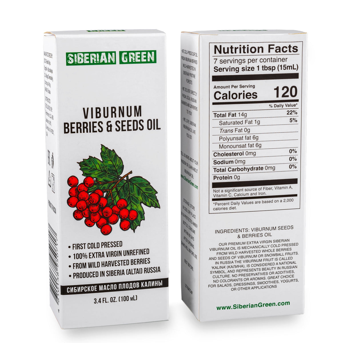 Huile de Viburnum de Sibérie Extra Vierge Pressée à Froid 100 ml