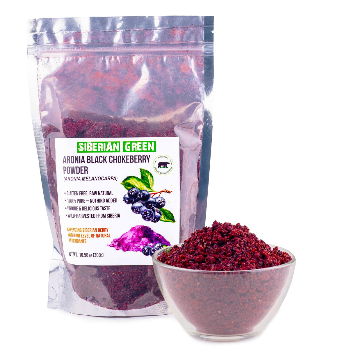 Aronia Black Chokeberry Dried Berries Powder Tea 300g Wild Harvested from Altai